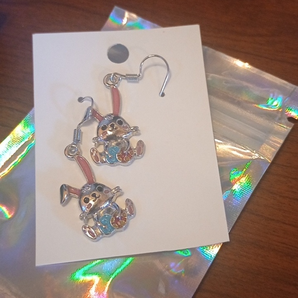 ♥️B Individually $10 Or Bundle 5/$20 Silver Easter Bunny Earrings